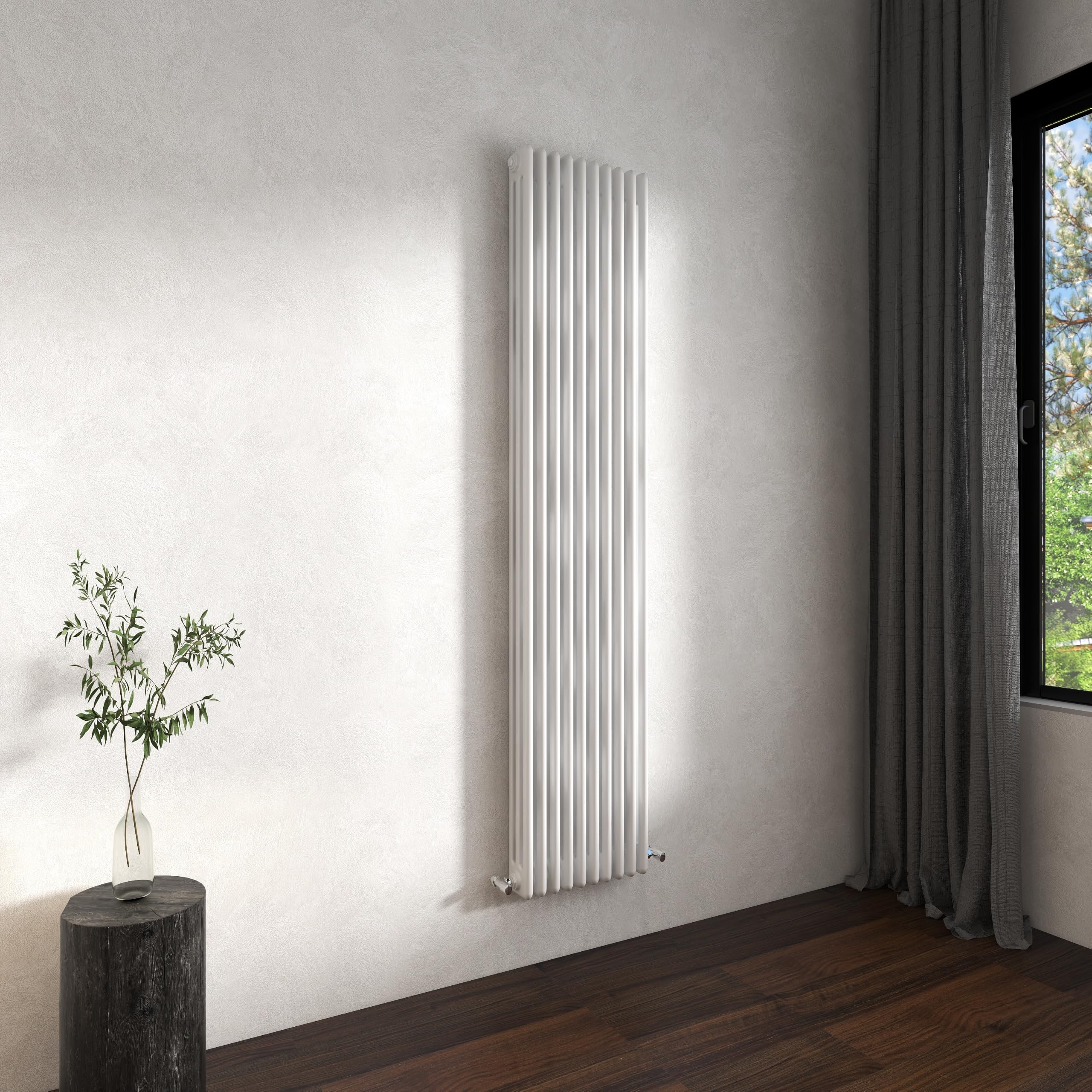 Traditional 3 Column Cast Iron Radiator 1800x470mm Vertical Gloss White