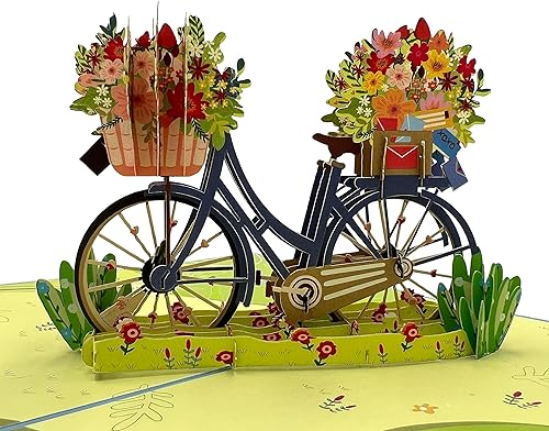 Niumcraft Tarjeta de felicitación emergente 3D, color azul, tamaño de bicicleta, 5 x 7 pulgadas, incluye un tema a juego y sobre