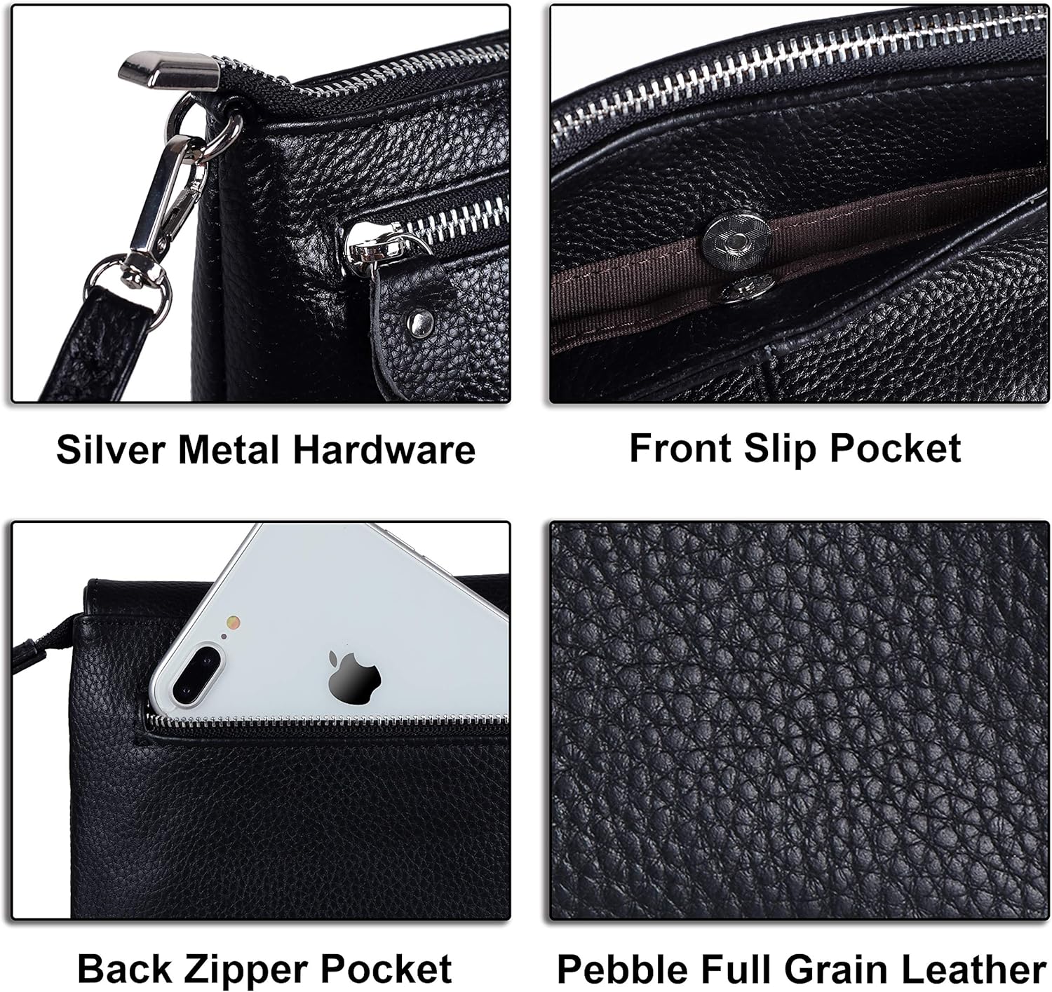 befen Genuine Leather Wristlet Clutch Wallet Purses Small Crossbody Bags for Women with RFID Blocking Card Slots - Image 8