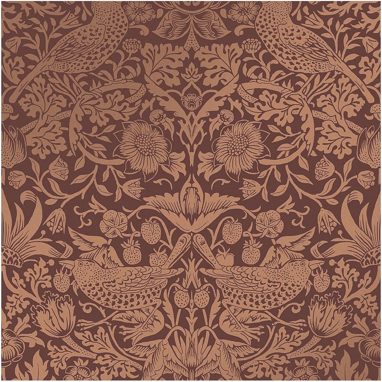 Graham & Brown William Morris at Home Strawberry Thief Fibrous Burgundy Wallpaper
