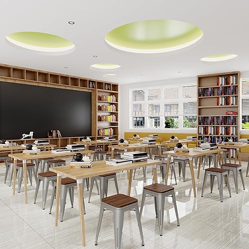 Miniatura 5 de Taburetes cortos de 18 pulgadas para taburetes de aula, juego de 4 sillas de comedor, taburetes de bar de metal, taburete corto industrial apilable