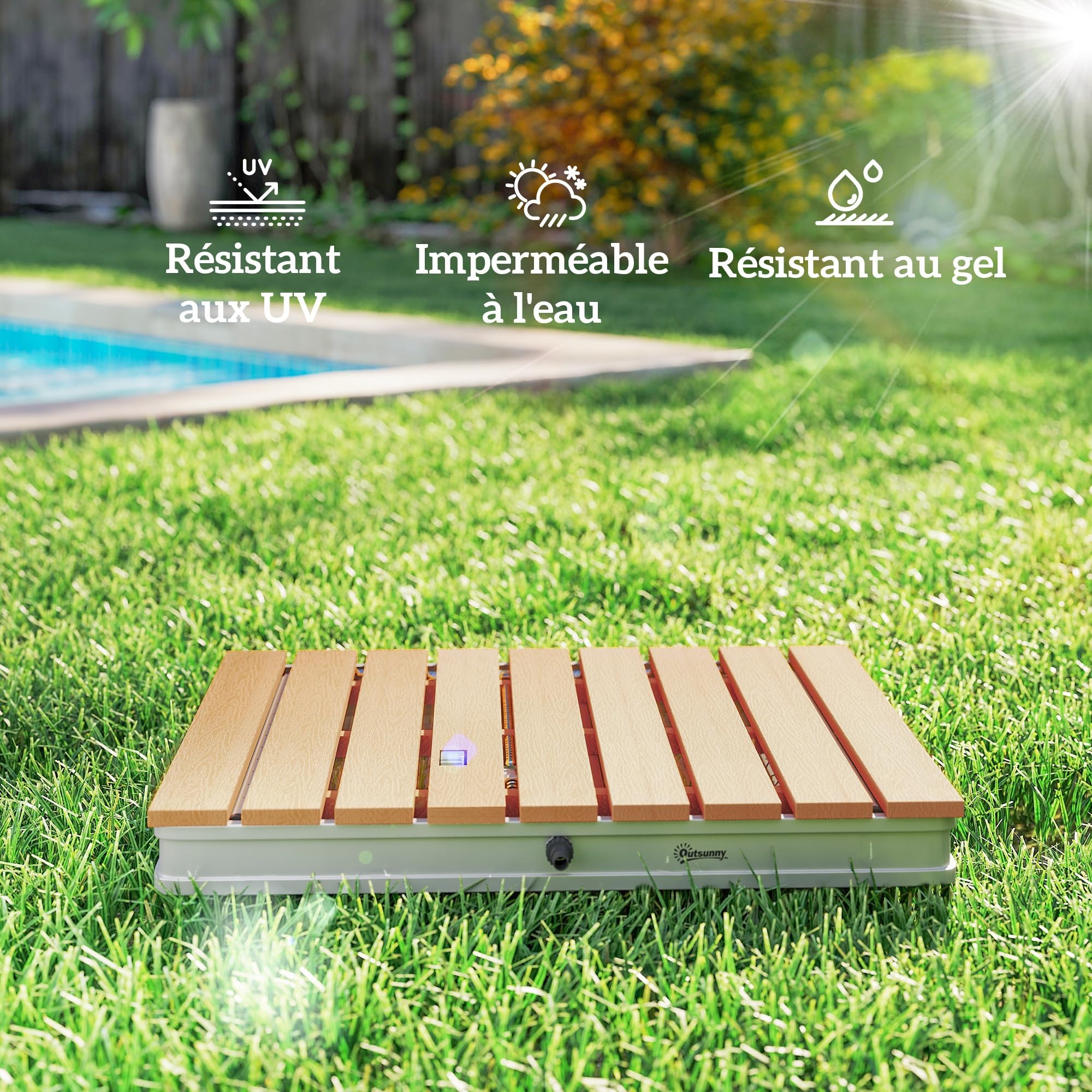 Outsunny Douche de Jardin extérieure Portable, Douche de Camping Hauteur de Fontaine réglable jusqu'à 4 m, étanche, Structure en Alliage d'aluminium, résistante aux UV et au Gel pour Piscine, Plage