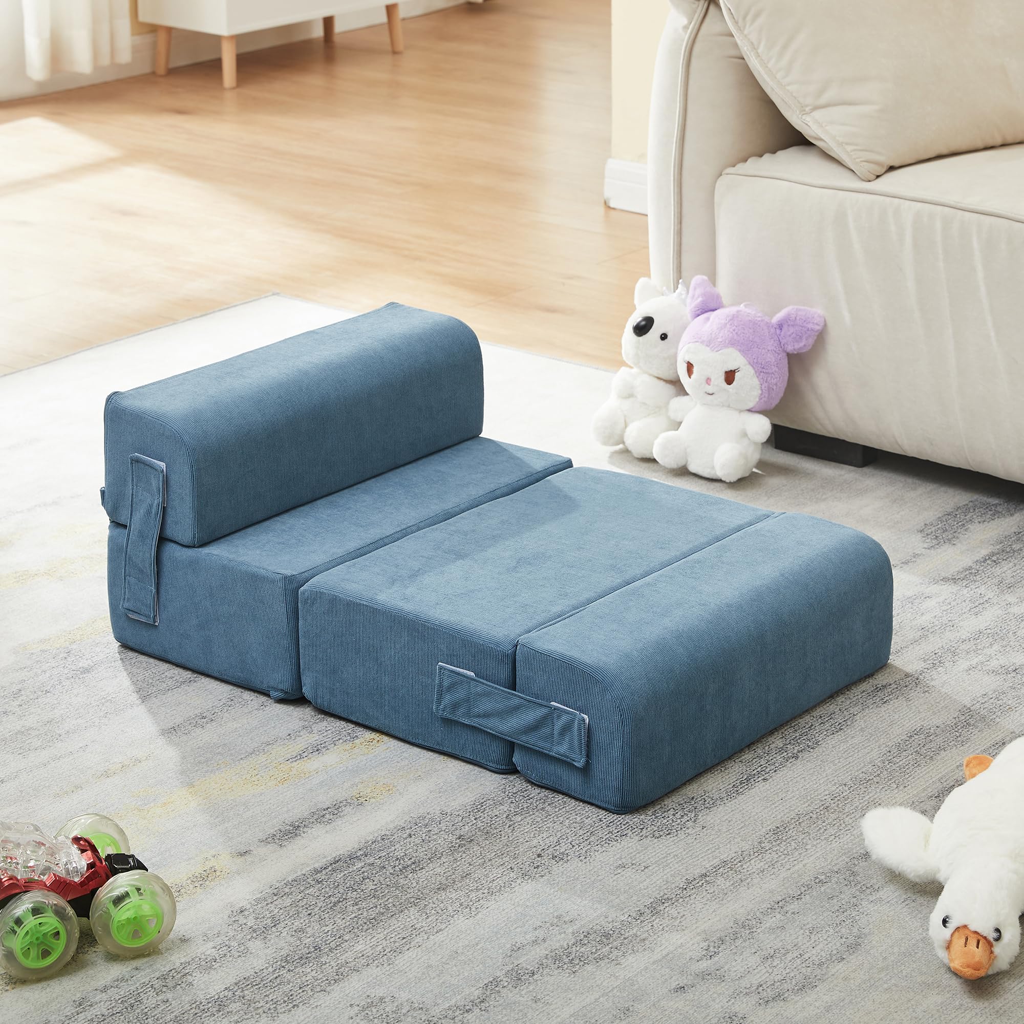 [en.casa] Scaletta Modulare per Animali Domestici Scale Cuccia in 4 Elementi Imbottiti Componibili per Cani Gatti di Taglia Piccola Rivestimento in Velluto a Coste - Blu