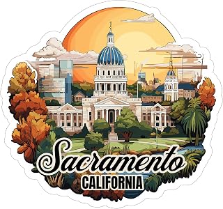 Sacramento California Sticker 4 Inch Travel Souvenir City Destination - Waterproof Vinyl Decal for Laptop Water Bottle Car Tumbler - Durable Aesthetic Long-Lasting Stickers for Adults ID44990