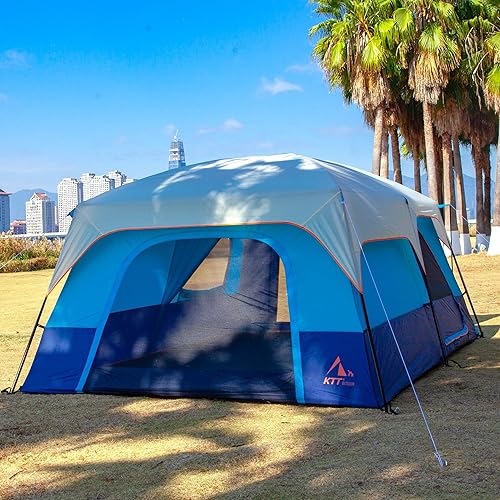 Miniatura 4 de KTT Extra Large Tent 6-10-12-14 Person(A),Family Cabin Tents,2 Rooms,3 Doors and 3 Windows with Mesh,Straight Wall,Waterproof,Double Layer,Big Tent