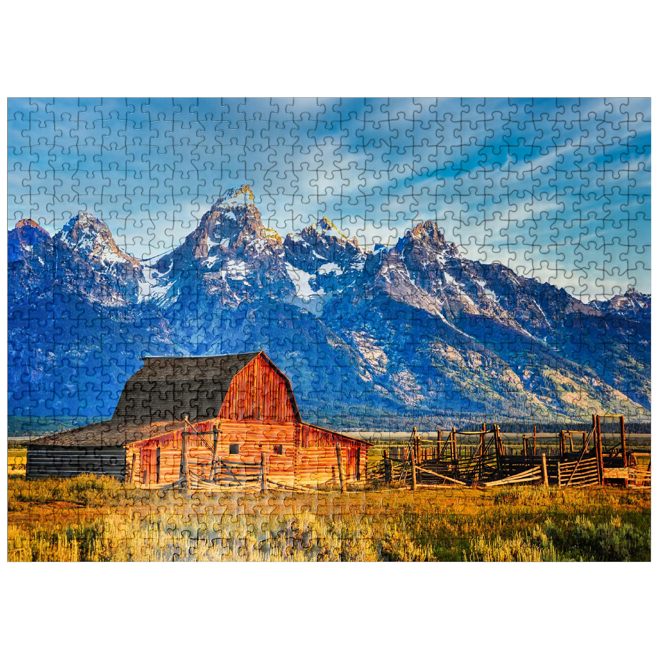 MyPuzzle Barn On Mormon Run, Wyoming Most Popular Barn in Jackson Hole - Premium 500 Piece Jigsaw Puzzle for Adults