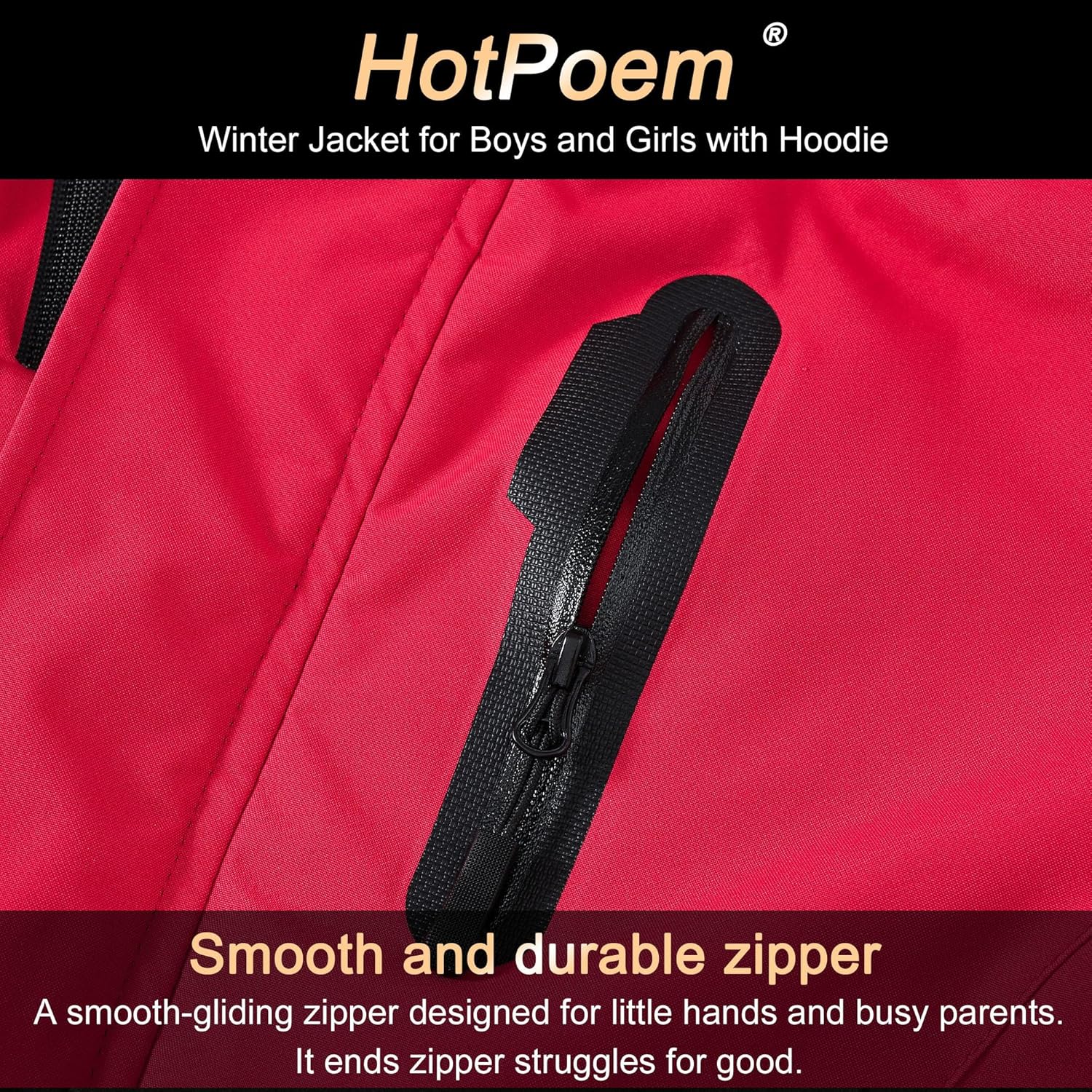 Winter Jacket for Boys and Girls Waterproof Ski Jacket Winter Snow Coat Hooded Fleece Windproof with Zip Pockets - Image 5