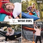 Wise Owl Outfitters Camping Hammock – 500lbs Portable Hammock with Tree Straps - Travel, Backpacking, Hiking, Outdoors Camping Gear - Single or Double