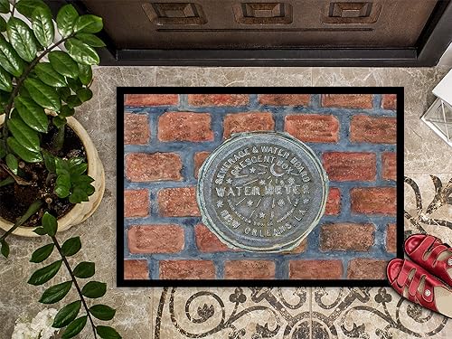 Miniatura 3 de Caroline's Treasures 8829JMAT - Tapete New Orleans con medidor de agua sobre ladrillos para interiores o exteriores, 24 x 36 pulgadas, tapete para