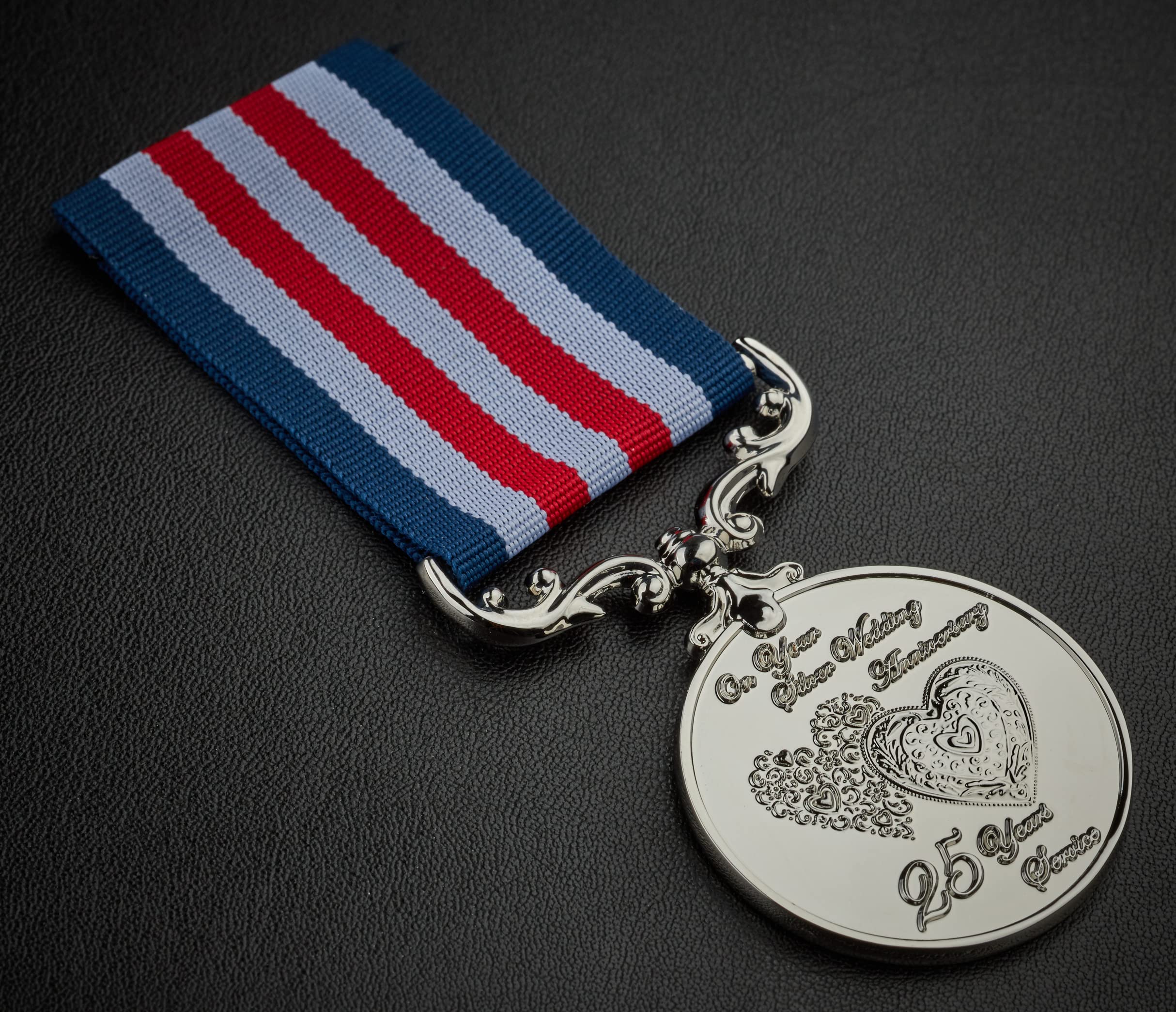 The Commemorative Coin Company Silver On Your 25Th Wedding Anniversary Medal - For Long/Distinguished Service And Bravery In The Field.gift/Present 25 Years. For A Couple