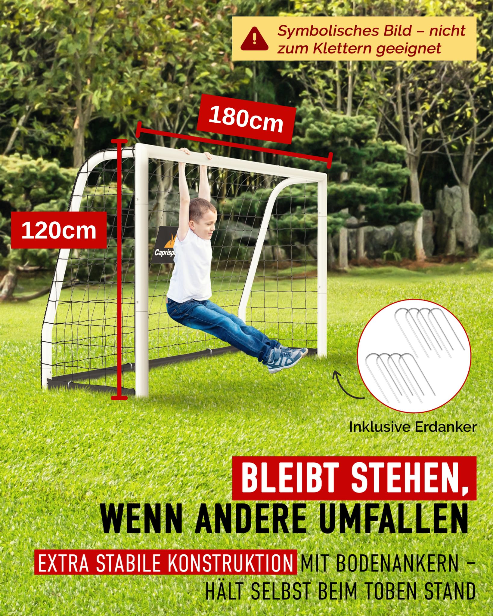Fußballtor Kinder [EXTREM STABIL] - [ROSTFREI] Fussballtore für Garten Kinder - Fussball Tor mit Erdanker für optimalen Halt - Fussballtor für Zuhause - Fußballtore Outdoor - Goal