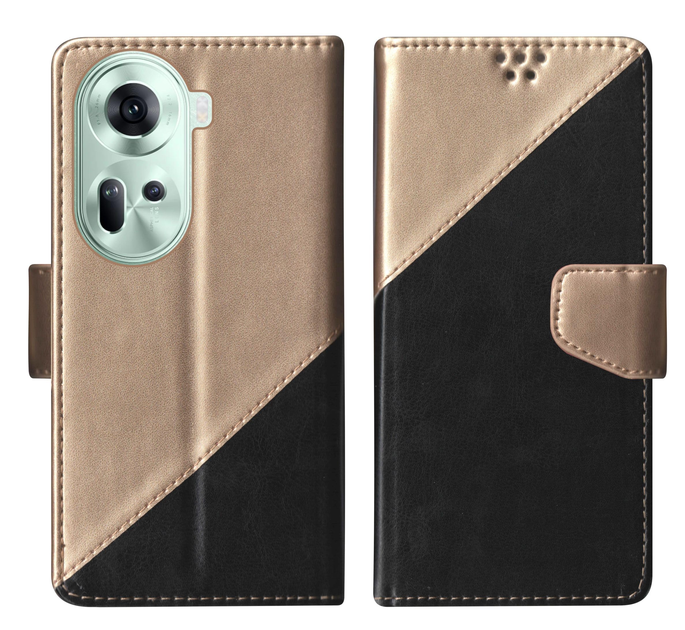 SBMS Oppo Reno 11 5G / Oppo Reno11 5G Flip Cover Back Cover Case with Magnatic Closure | Inbuilt Stand | Card & Money Pocket (Multicolor Black) (B0CST855PN) Amazon Price History, Amazon Price Tracker