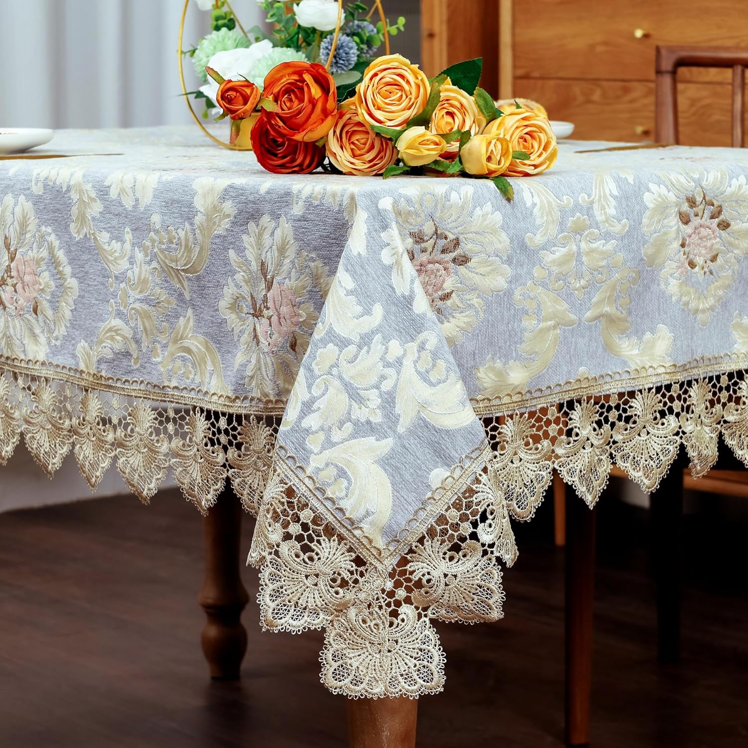 OOKSEN Rectangle Table Cloth, Lace Oblong Tablecloth with