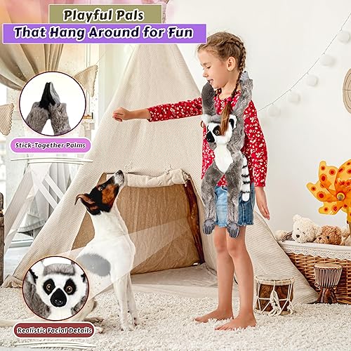 Miniatura 5 de Forest & Twelfth Juguetes de animales colgantes de lémur con cola de anillo para niños, juguetes de peluche de 24 pulgadas para niños, animales de