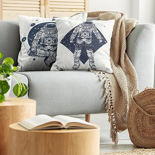 Miniatura 2 de Ambesonne Outer Space - Juego de 2 fundas de almohada decorativas para sofá, dormitorio, sala de estar, 16 pulgadas, astronauta abstractos con