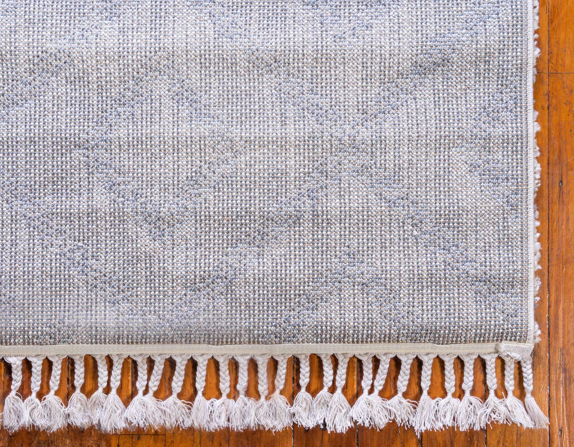 Unique Loom Hygge Shag Collection Alfombra geométrica de Entramado de Felpa acogedora, 2 pies 7 x 8 pies 2, Marfil/Gris