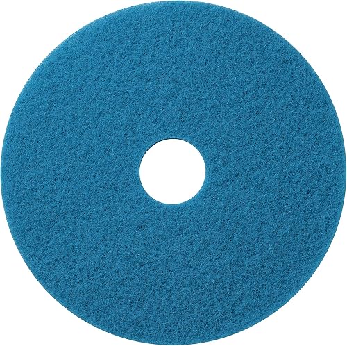 Americo Blue Cleaner Floor Pad, 20" Diameter, 3.25" Center Hole, 5 Pads/Case, Machine Cleaner Floor Pads for Medium Scrubbing, Made of 100% Recycled Content, USA Made