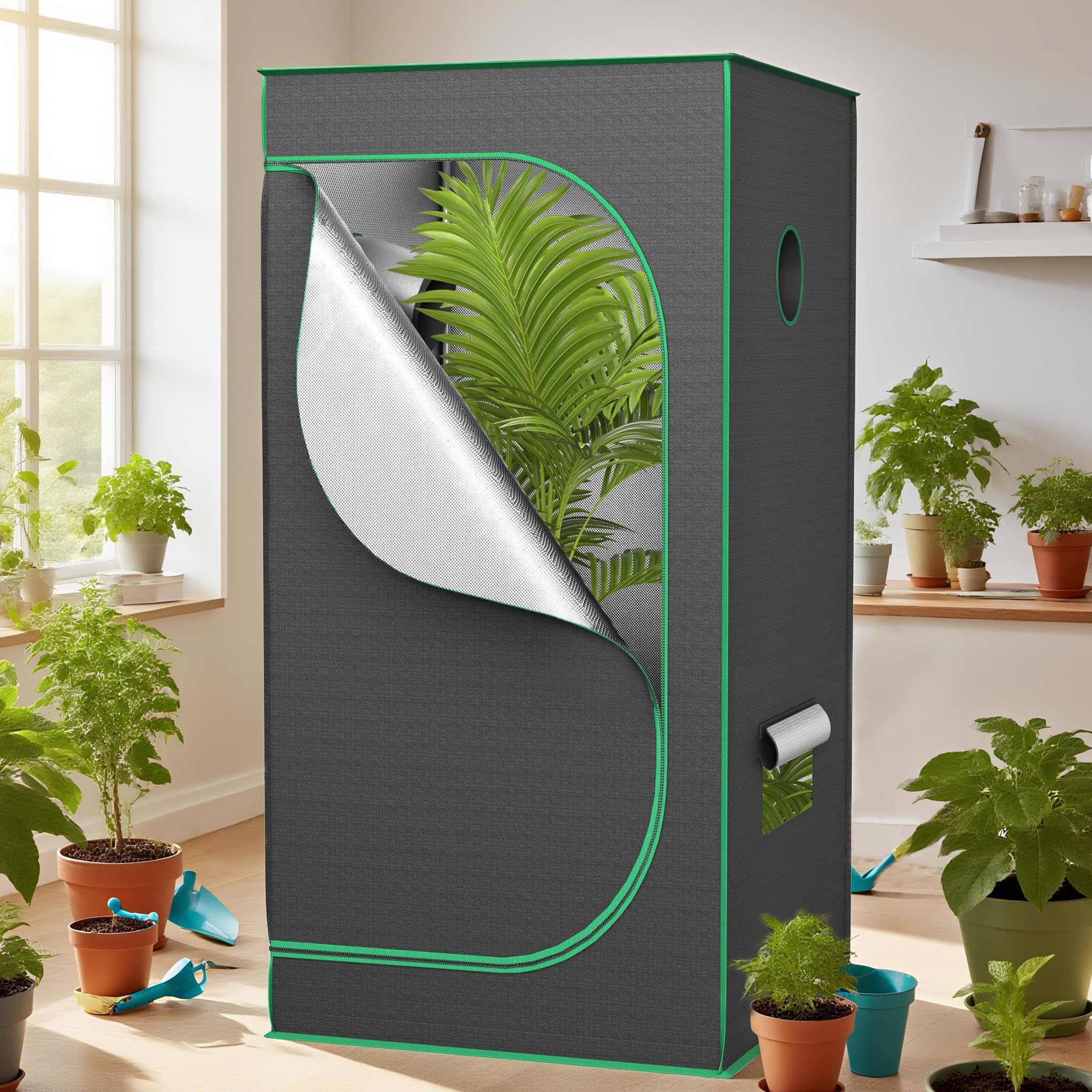 FIVMEN Serre a tenda 40x40x120 cm Tenda da coltivazione con Mylar riflettente, impermeabile e a tenuta stagna, serra per coltivazione indoor, serra per la crescita delle piante, per la coltivazione