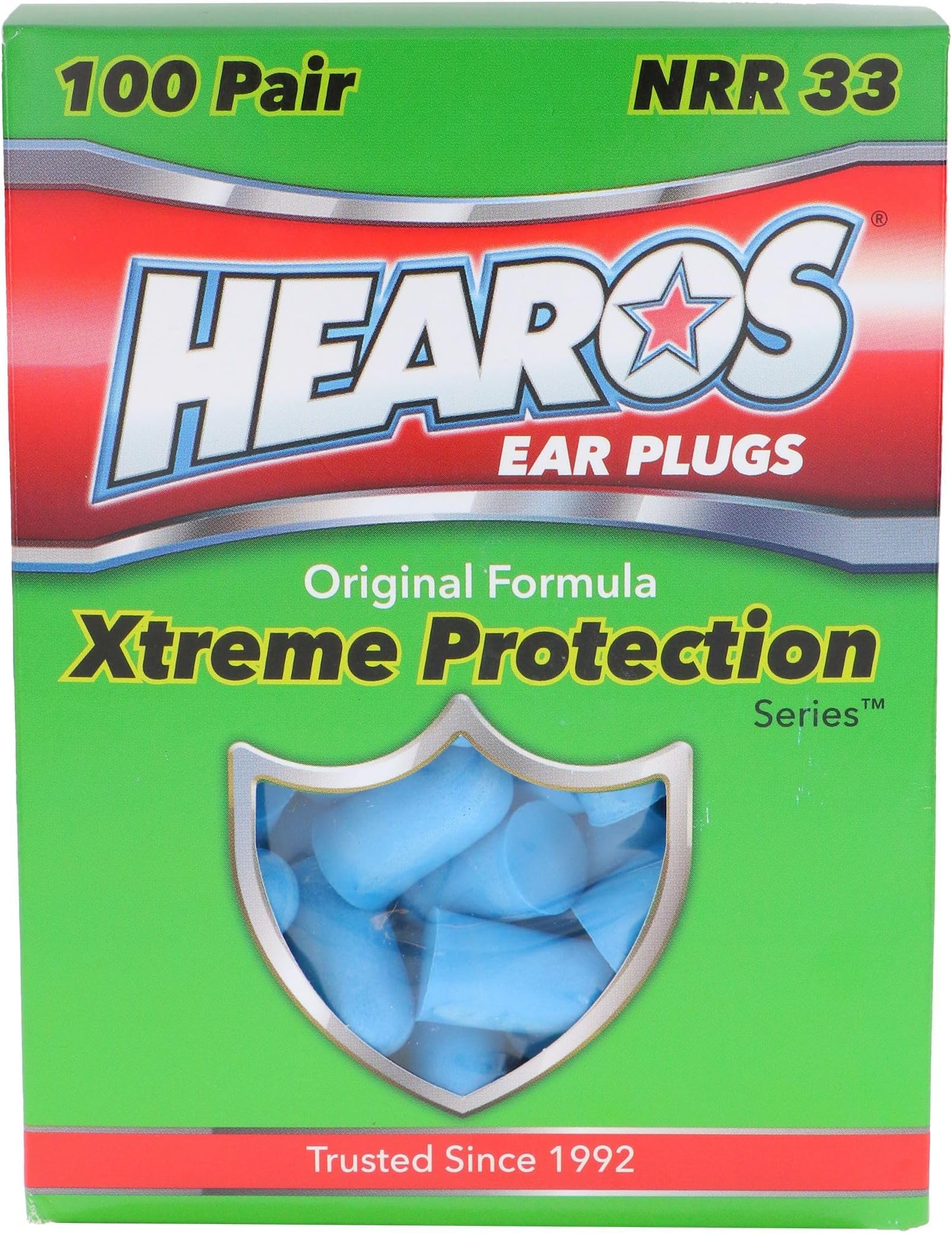 Xtreme Foam Earplugs, 33dB NRR Ear Plugs, 100 Pairs, Foam Ear Plugs Noise Reduction & Hearing Protection