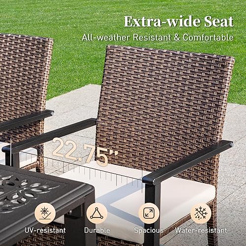 Miniatura 3 de Wicker Patio Dining Chairs Set of 2, 2 Pieces Rattan Outdoor Dining Furniture Chairs for Deck Backyard