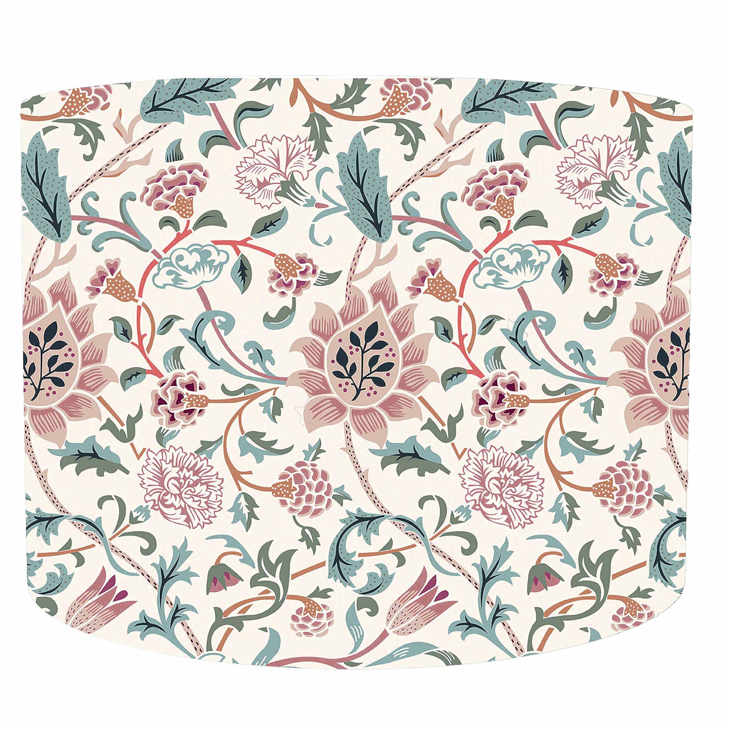 Leo And Cal, Handmade William Morris Evenlode Lampshade, Choice of 5 Diameter Sizes, 20cm, 25cm, 30cm, 35cm, 40cm, Drum Lampshade, Floral Lampshades For Lamps, White Lining