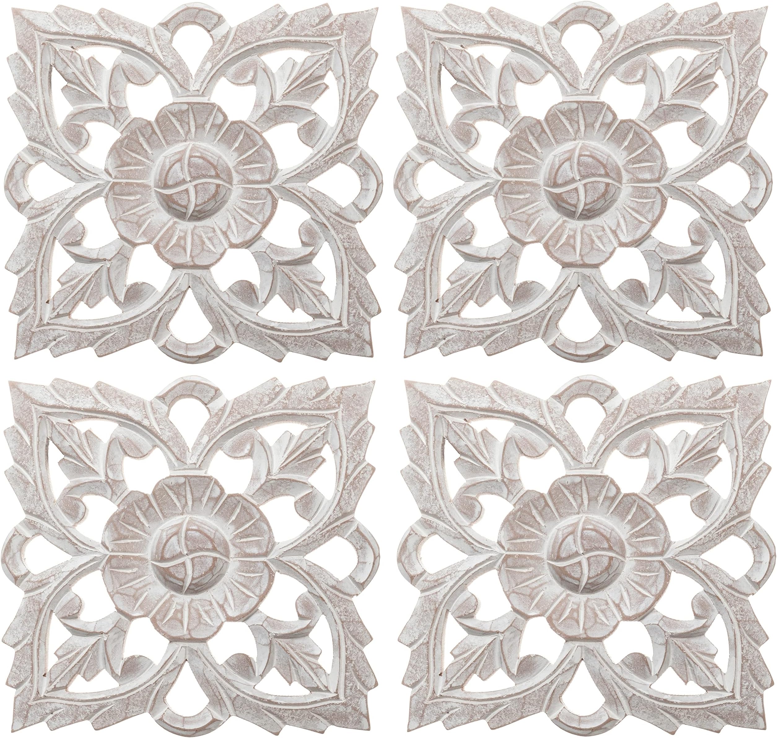 Set of 4 Antique White 8" Solaris Twenty-one Wall Art