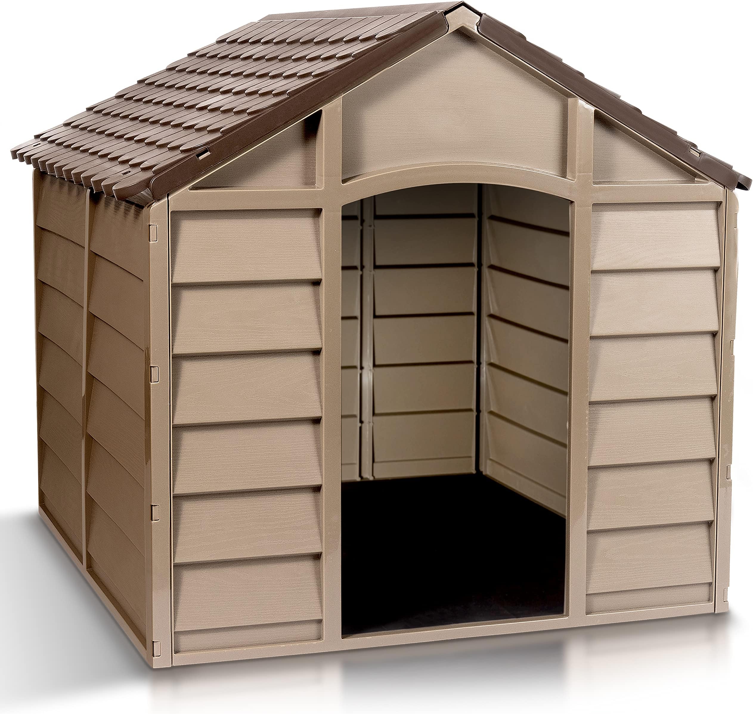 Starplast Large Dog Kennel: 1 Outdoor Plastic Pet House, Weather & Water Resistant, Easy to Assemble, 33.8 x 33.1 x 32.3 Inches, 2 Color Options 50-701