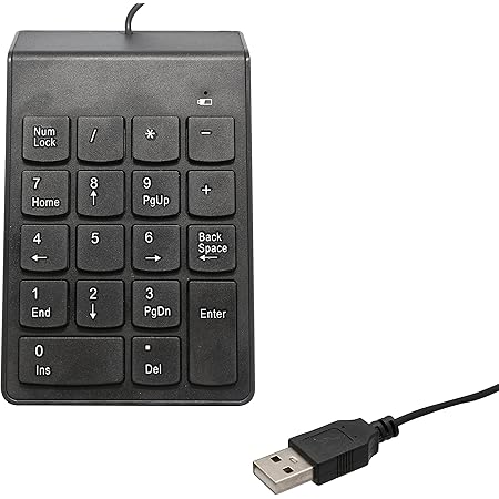 Connectland USB Numeric Keypad, USB 18 Key Number Numeric Keypad Keyboard for Laptop/Notebook PC Computer, Black (CL-USB-NUMSPC)