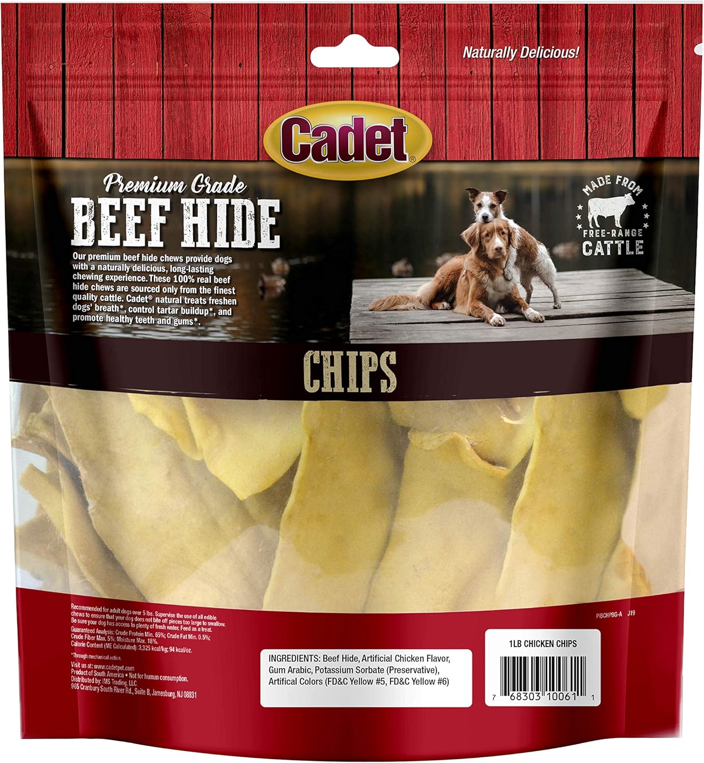 Cadet Premium Grade Beef Hide for Dogs, Rawhide Long Lasting Dog Chews, Chips, Curls & Rolls for Small/Medium/Large Dogs (Pack of 4)