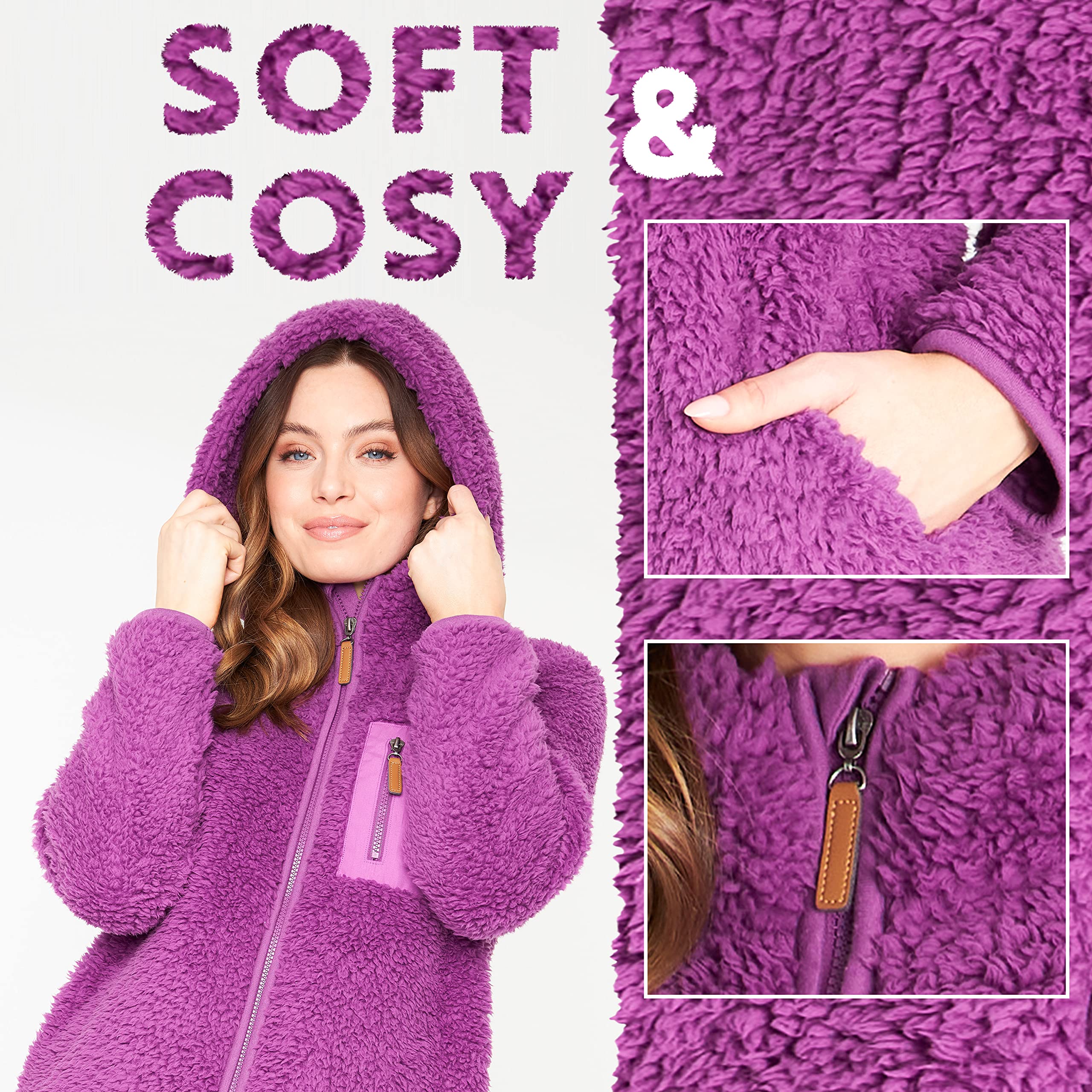 CityComfort Felpa Donna - Felpa Pelosa in Pile Sherpa S-XL