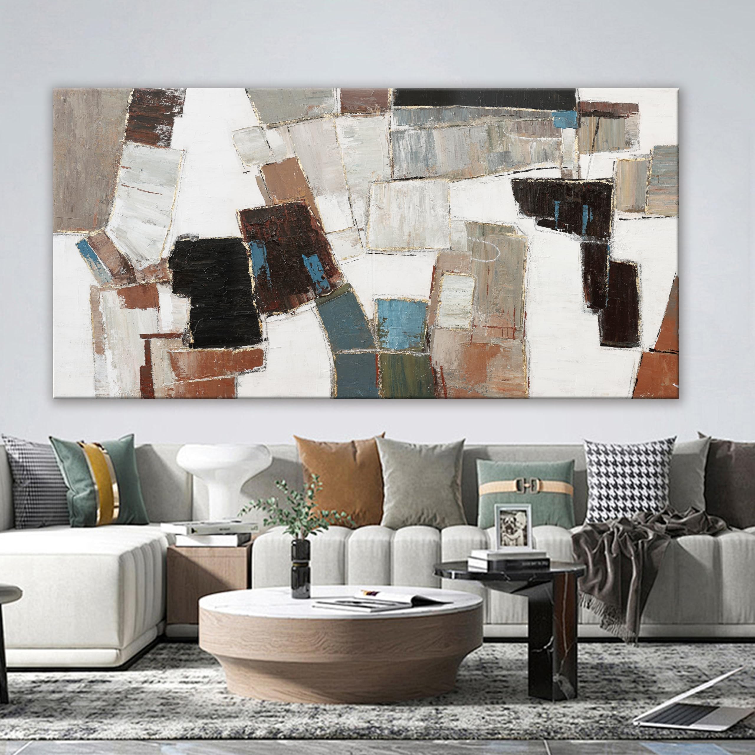 Aefouu No Frame Abstract Modern Wall Art Decor Pictures Minimalist Geometric Line Artwork For Walls Textured Wall Art Prints For Living Room(30X60cm/12X24in/Frameless)