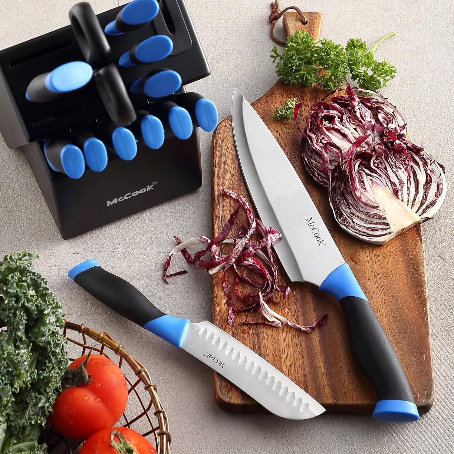 McCook® Knife Sets, German Stainless Steel Kitchen Knife Block Sets with Built-in Sharpener - Image 4