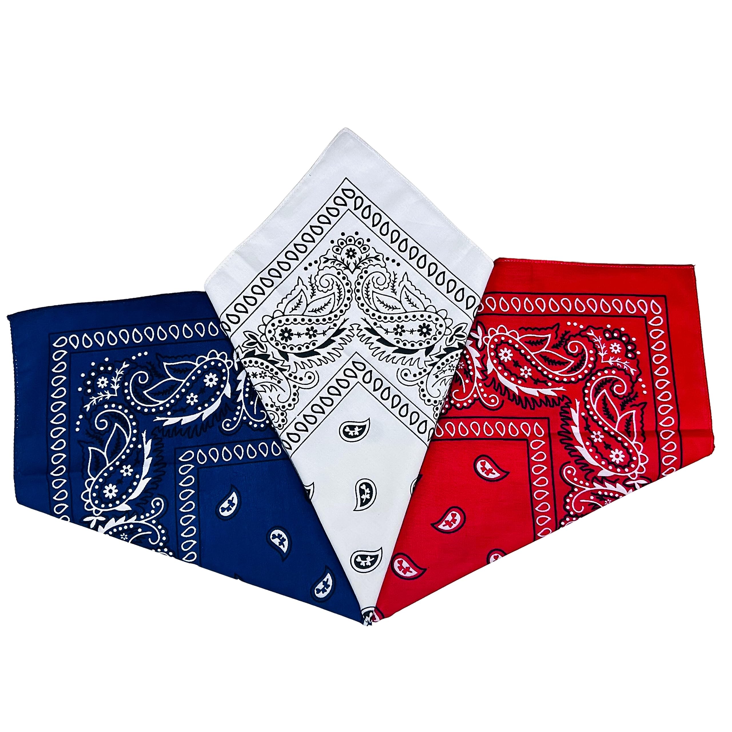 Red and White Men & Women Printed Bandana (Pack of 3)