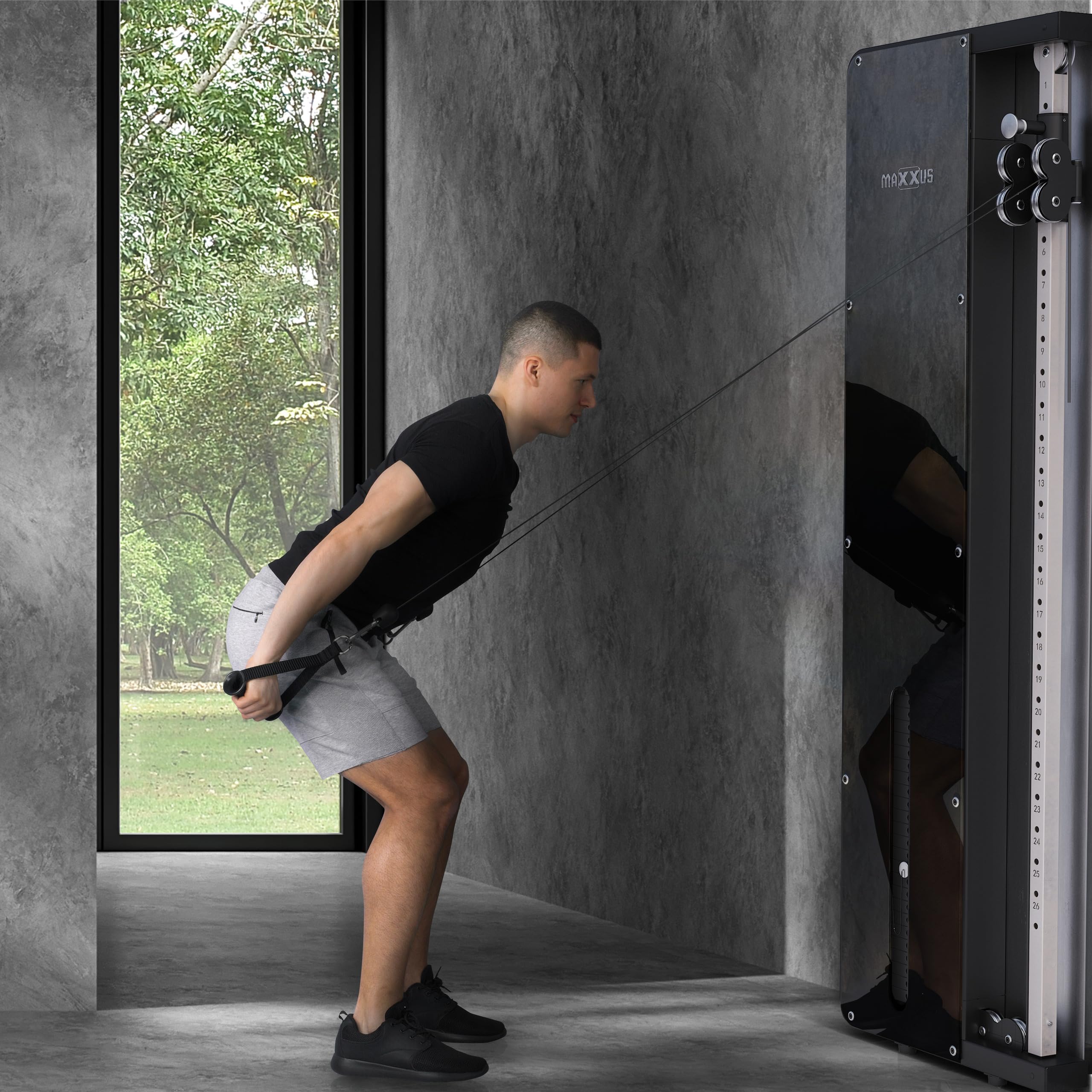 MAXXUS SmartGym H1 / H8 Kabelzugstation - Wandmontage, Gewichtsplatten, Handgriffe, Kettenverlängerungen, Stahl - Kraftstation, Kabelturm, Seilzug Turm, Latzugstation Zuhause, Fitnessgerät, Homegym
