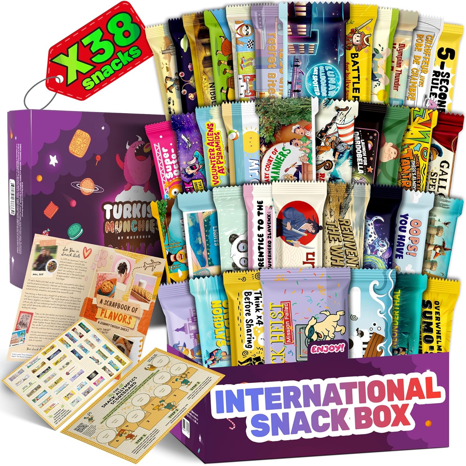 International Snack Box, Unique Experience with Universal Exotic Candies and Treats from around the World, Gift-Ready Foreign Foods in Packages Inspired by European, Japanese and Korean Cultures