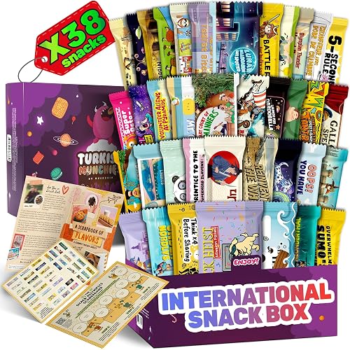 International Snack Box, Unique Experience with Universal Exotic Candies and Treats from around the World, Gift-Ready Foreign Foods in Packages Inspired by European, Japanese and Korean Cultures - Mega Blue