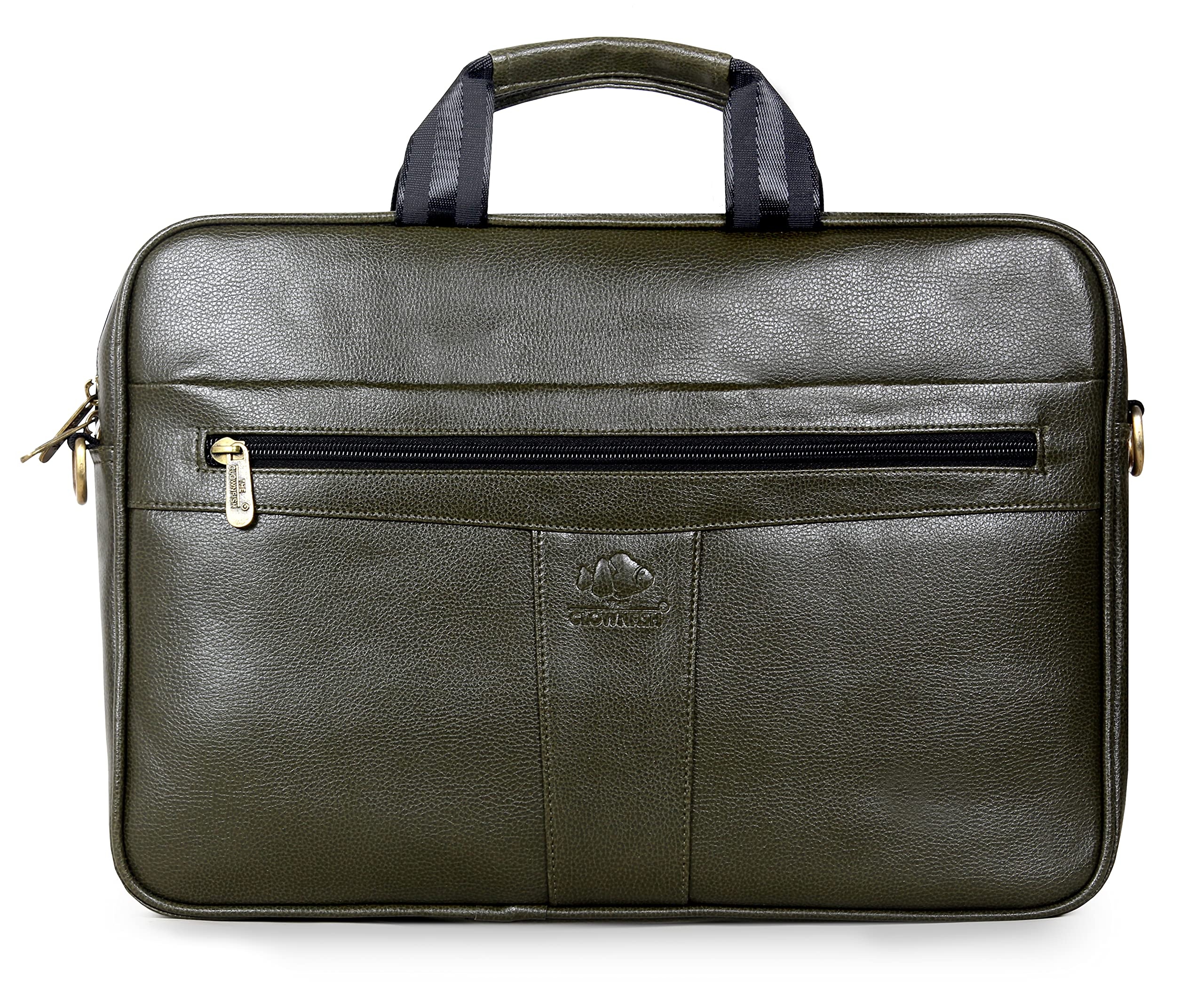 THE CLOWNFISH Unisex Icon Faux Leather 14 Inch Laptop Messenger Bag Briefcase (Green) (B08Y6SJXL2) Amazon Price History, Amazon Price Tracker