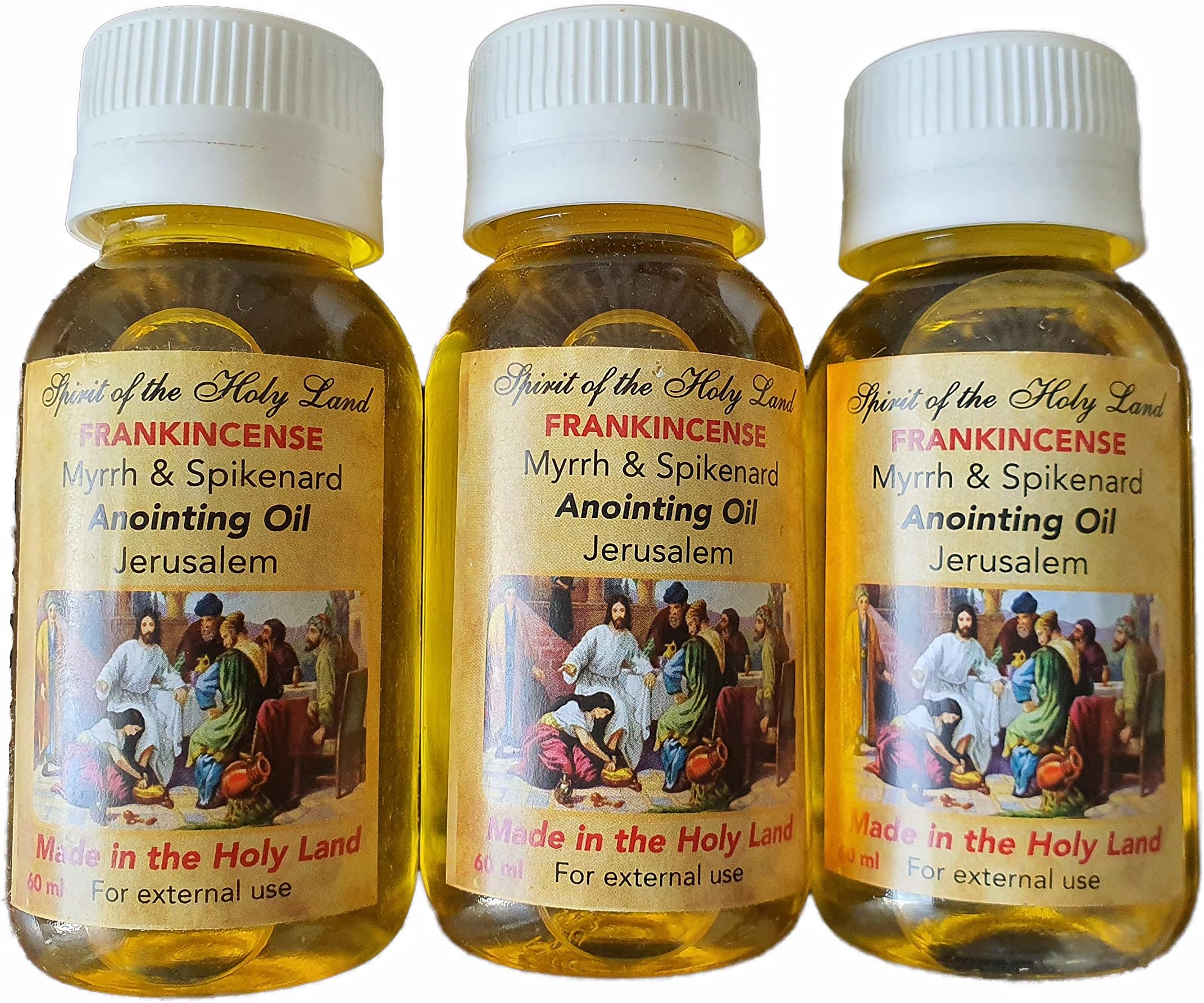 Jerusalem Lot of Three(3) Frankincense Myrrh Spikenard Anointing Oil 60ml