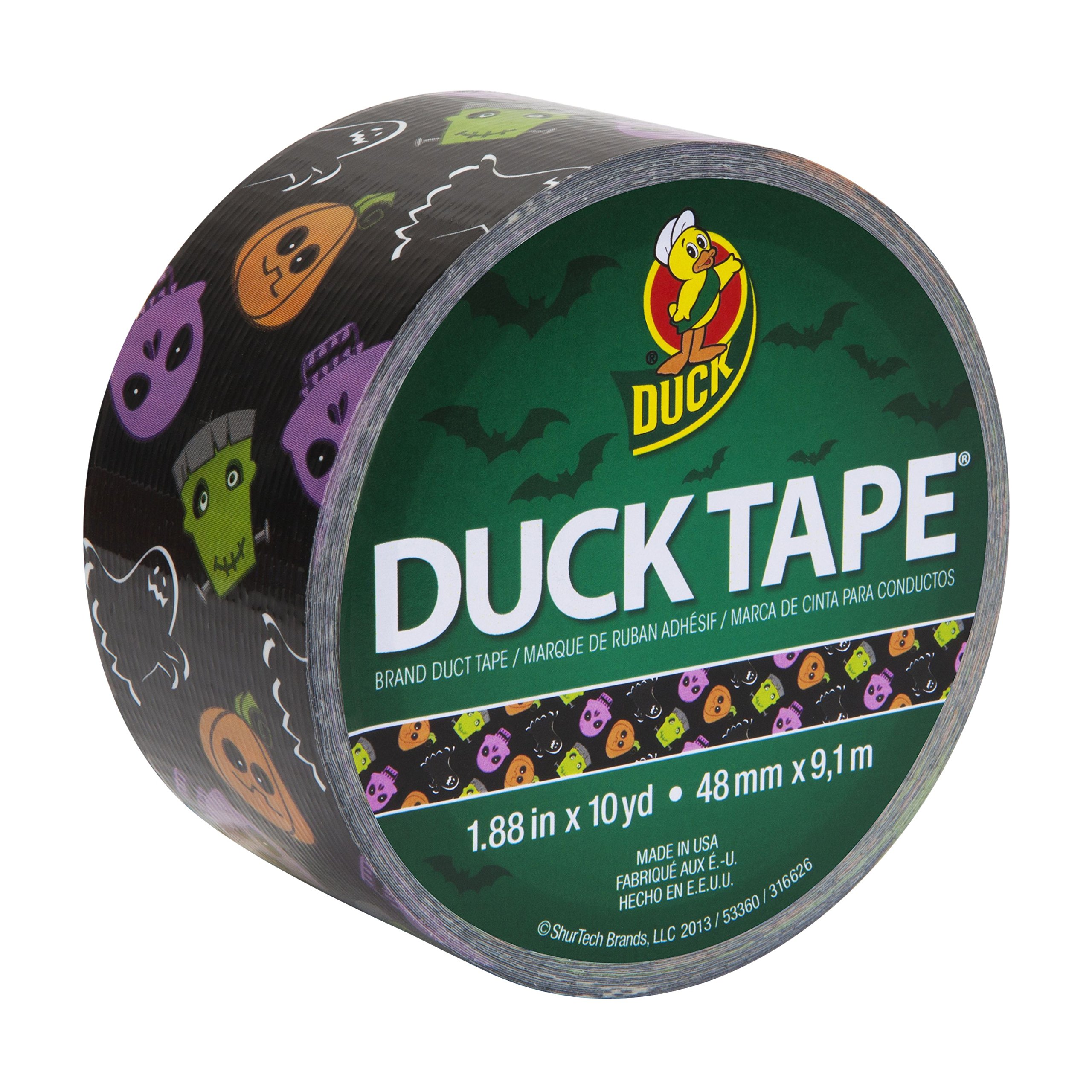 Duck Brand 282293 Printed Duct Tape, Ghoul and the Gang, 1.88 Inches x 10 Yards, Single Roll