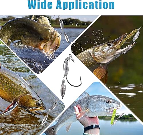 Miniatura 8 de Fishing Weighted Hooks Swimbait Hooks Bass Hooks Weedless Hooks with Twistlock Underspin Jig Heads Jig Heads Saltwater with Spinner Baits for Bass