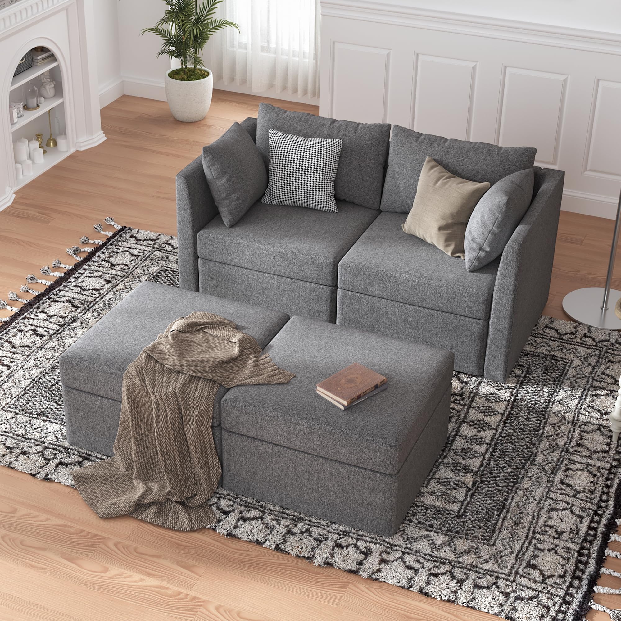 Condition photo showing As Is for VONLUCE Side Armrest Module for Modular Sectional Sofa, A Pair of Armrests for Sectional Modular Couch, Modern DIY Module Couch Side Parts for Accent Chair, Dark Gray