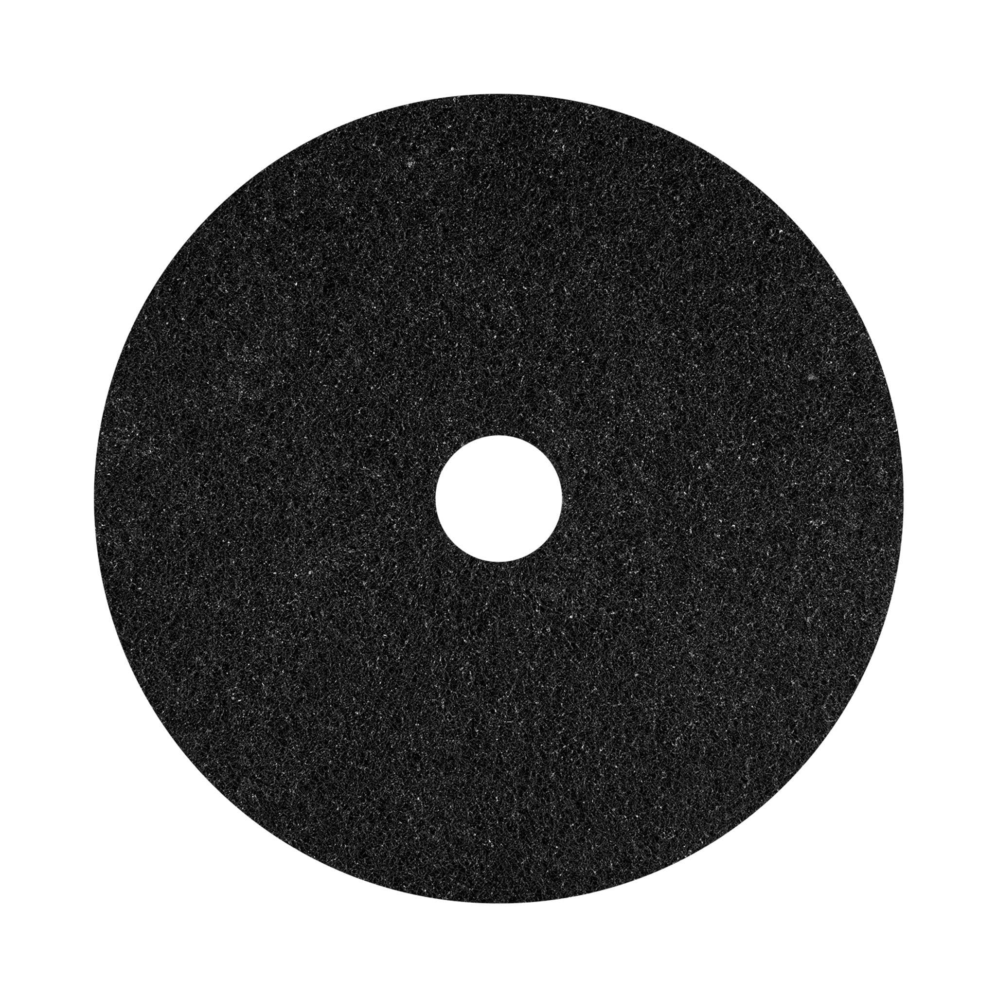 Americo Black Strip Stripping Floor Pad, 18" Diameter, 3.25" Center Hole, 5 Pads/Case, Made of 100% Recycled Content, USA Made