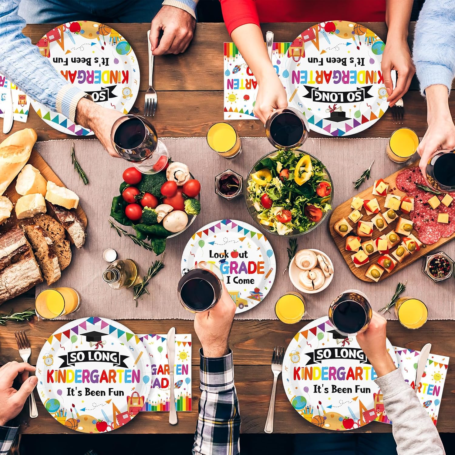 200Pcs Kindergarten Graduation Party Decorations So Long Kindergarten It's Been Fun Plates and Napkins Look Out 1st Grade Here I Come Tableware Set for Kids Prek Graduate 2026 Party Supplies Serves 50