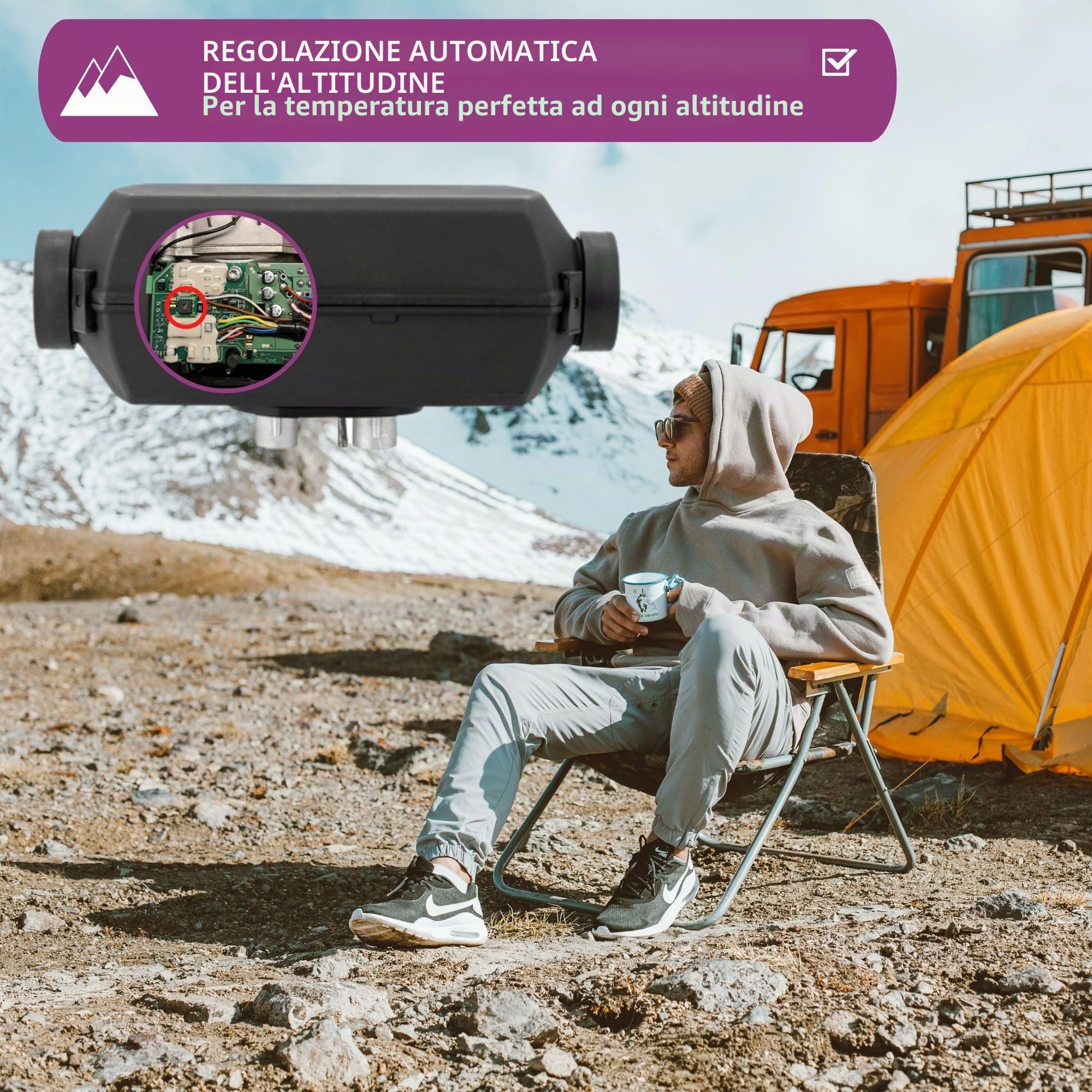 Autoterm Air 2D 2KW 12V Riscaldatore autonomo diesel ad aria con LED – Unità di controllo Comfort Control e pompa del carburante silenziosa per camper, campervan, auto, veicoli, automobili, camion