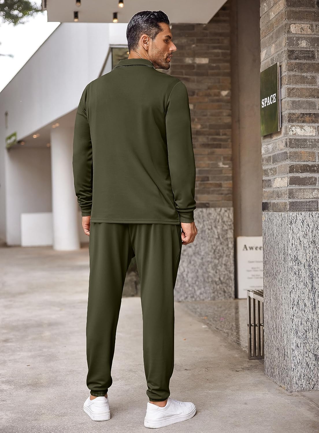 COOFANDY Men's Tracksuit 2 Piece Quarter Zip Polo Athletic Sweatsuits Casual Running Jogging Sport Suit Sets - Image 7