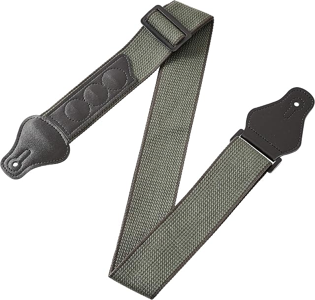Amazon Basics Adjustable Guitar Strap For Electric/Acoustic Guitar/Bass - Includes 3 Pick Holders - Cotton Strap, Green
