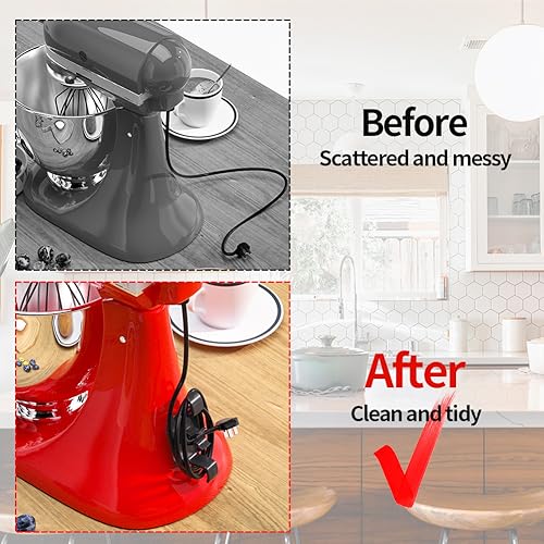 Miniatura 2 de Organizador de cables para electrodomésticos de cocina, paquete de 6 soportes de cable de alta adherencia con brida de cables de 5 pies para