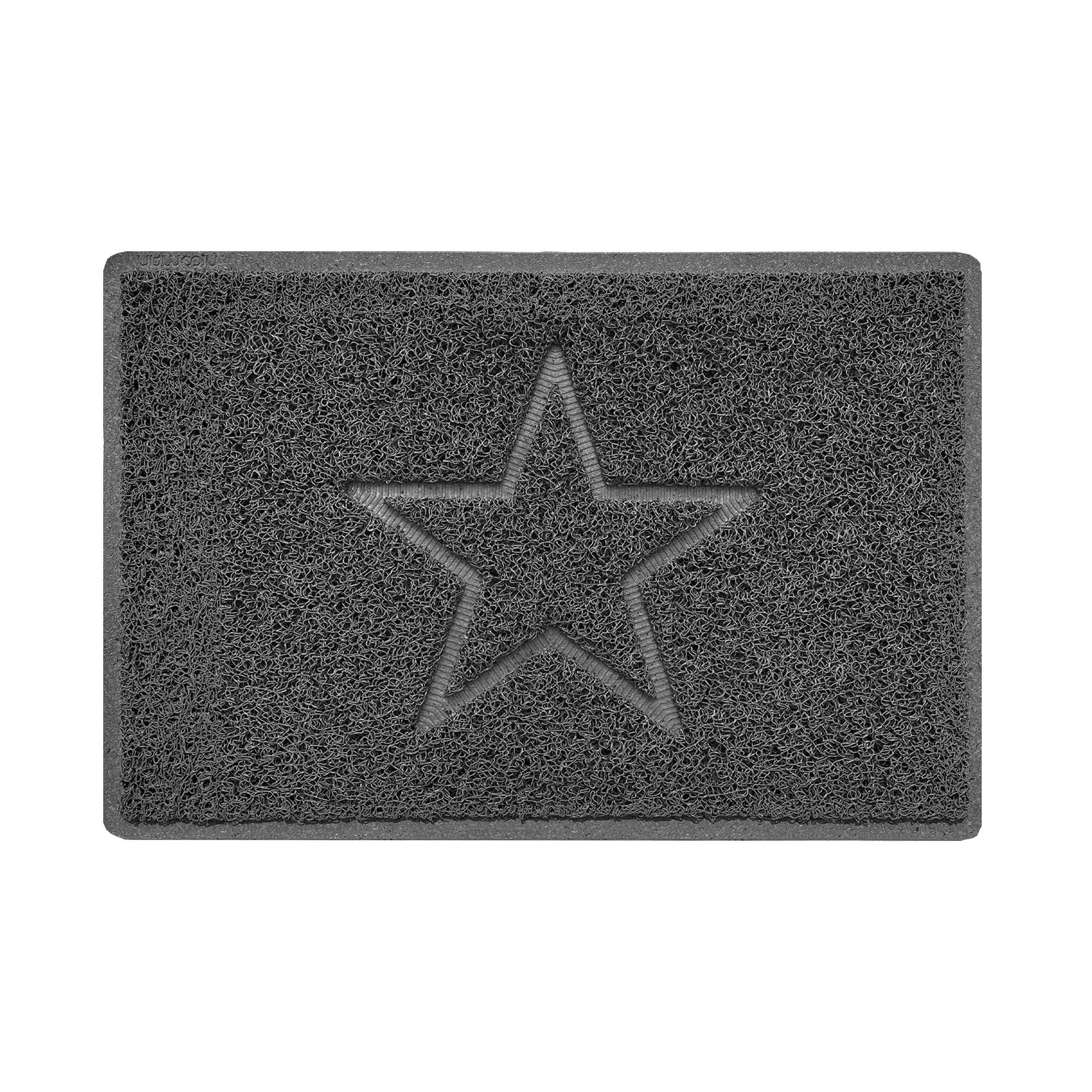 Nicoman Star Embossed Shape Door Mat Dirt-Trapper Washable Barrier Doormat-Dark Grey (Drainage Open-Back)-Small (60x40cm)