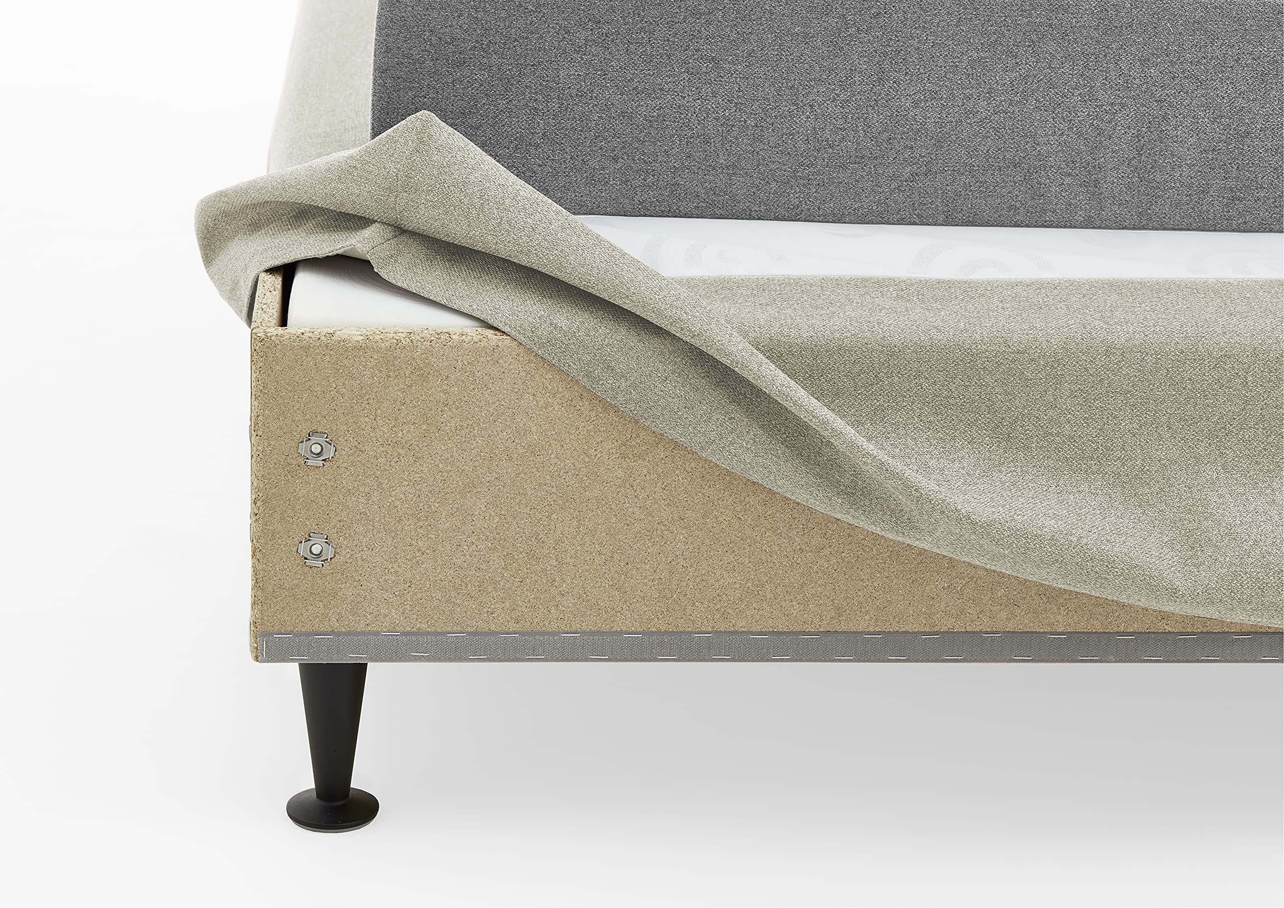 Atlantic Home Collection Letto a molle con testiera extra alta Ryan, color crema, 180 x 200 cm