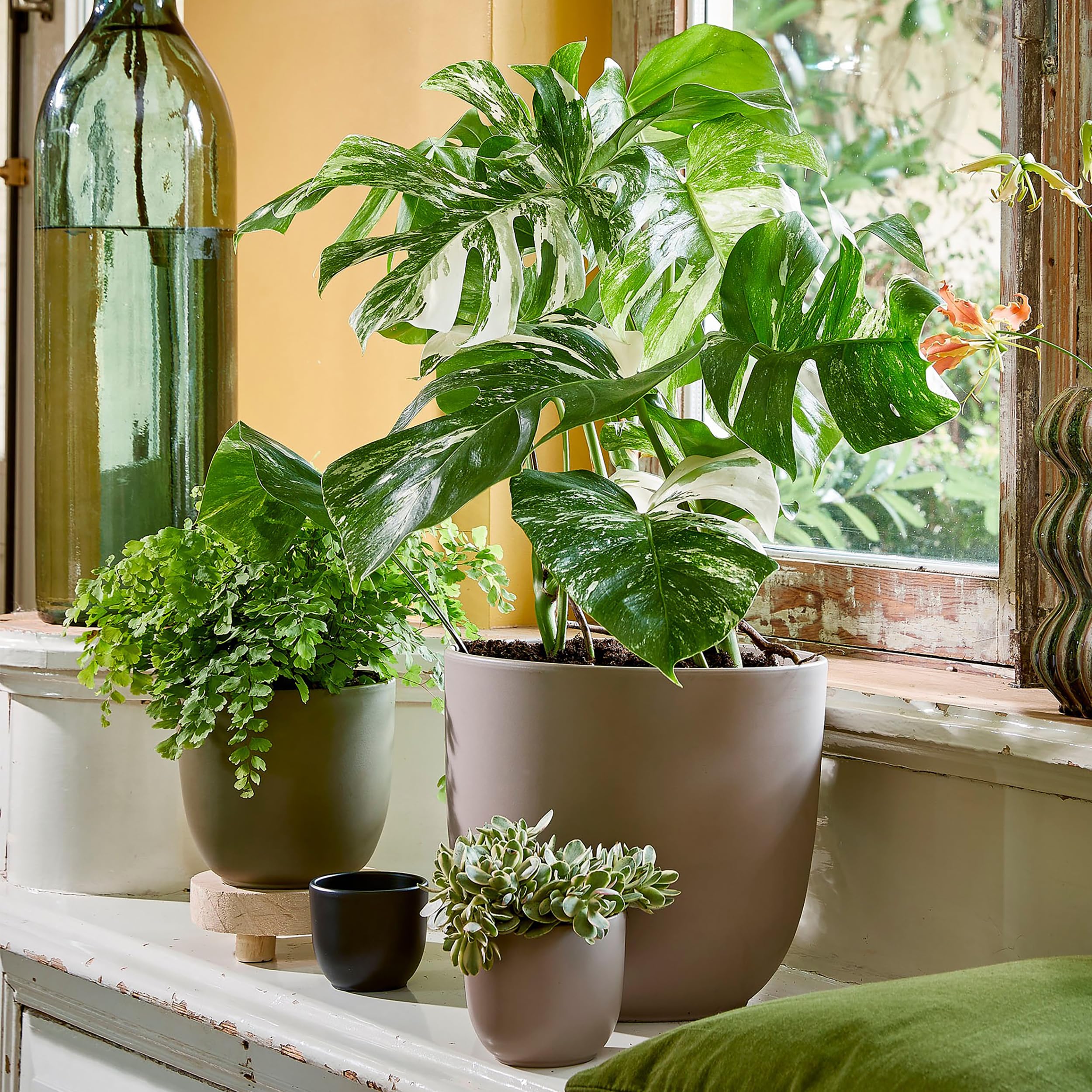 Annastore Blumenübertopf Tusca aus Keramik (Taupe/Matt, H 16 cm - Ø 17 cm) | Übertopf - Blumentopf - Übertöpfe - Blumentöpfe